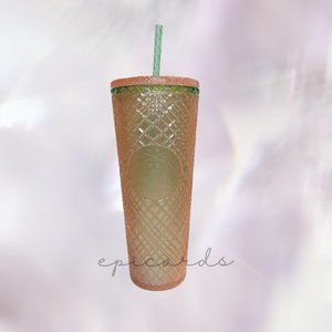 Starbucks 2023 Pearl Peach Jeweled Cold Cup Tumbler Venti 24oz